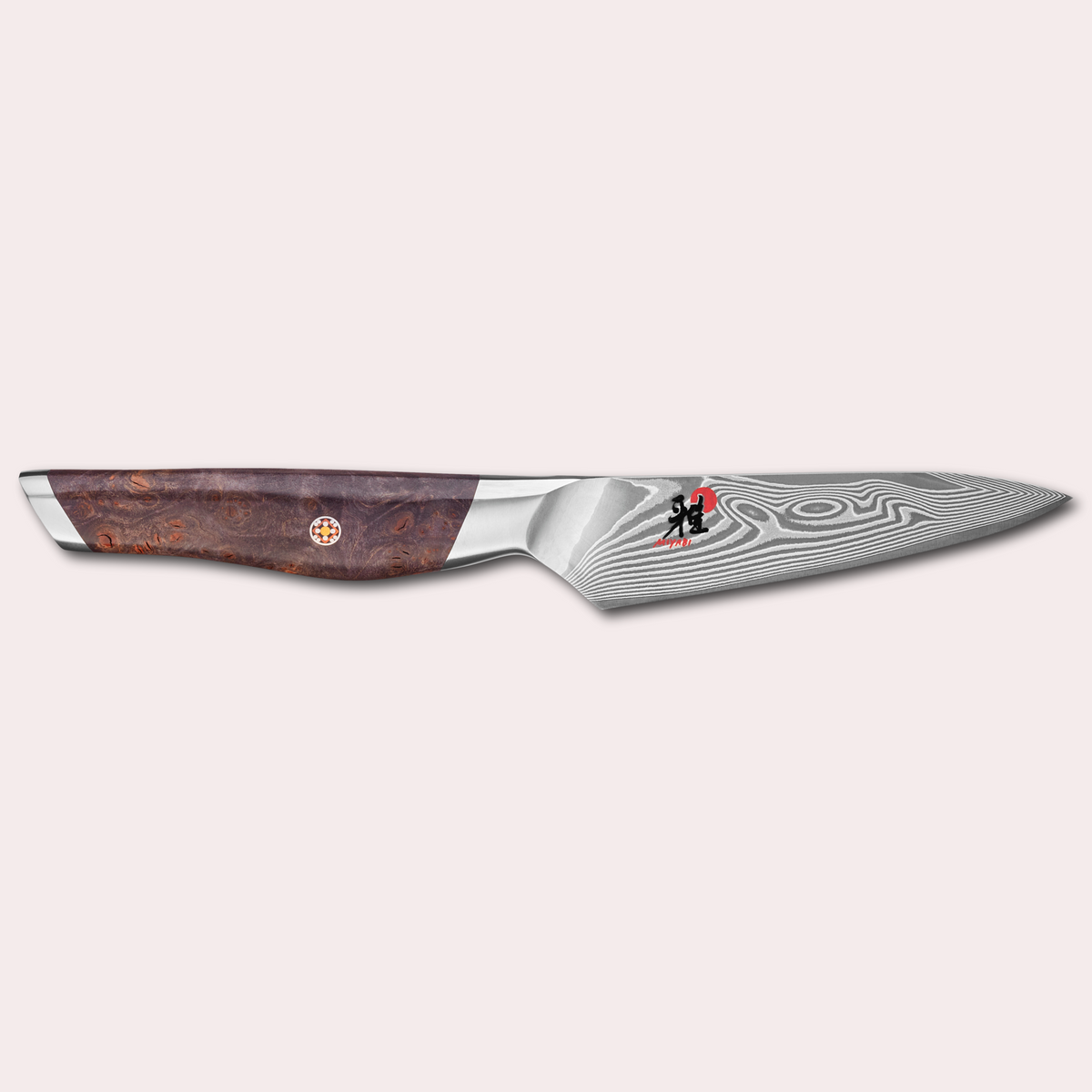 Miyabi Iki paring knife, premim Damascus blade with beautiful hardwood handle, supplied by japanese-knives.co.uk