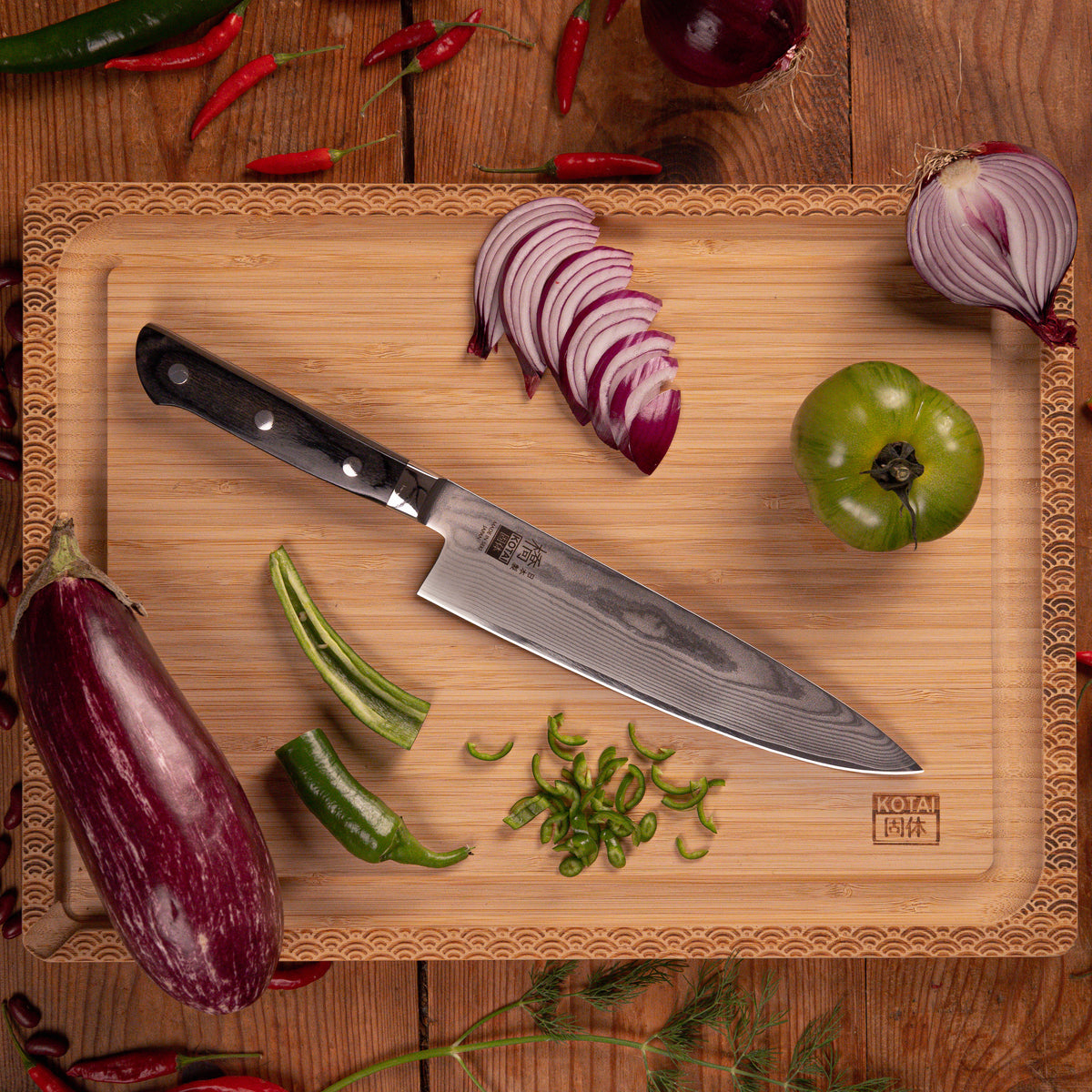 KOTAI Hashi Damascus Gyuto Knife 20cm