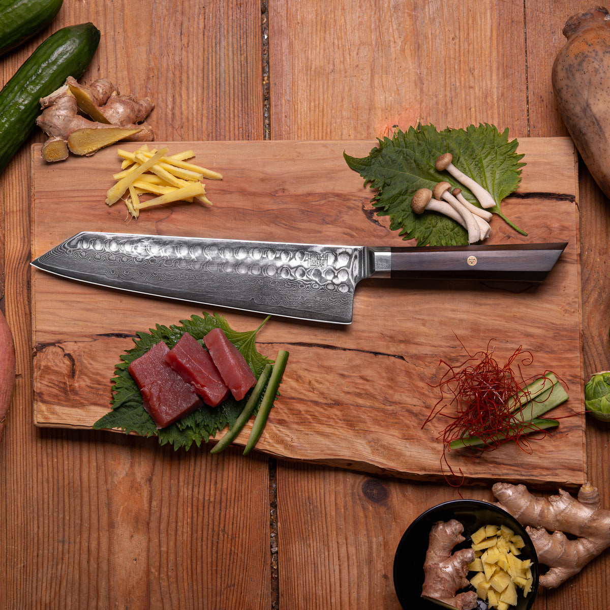 KOTAI Bunka Damascus Kiritsuke Knife 21cm