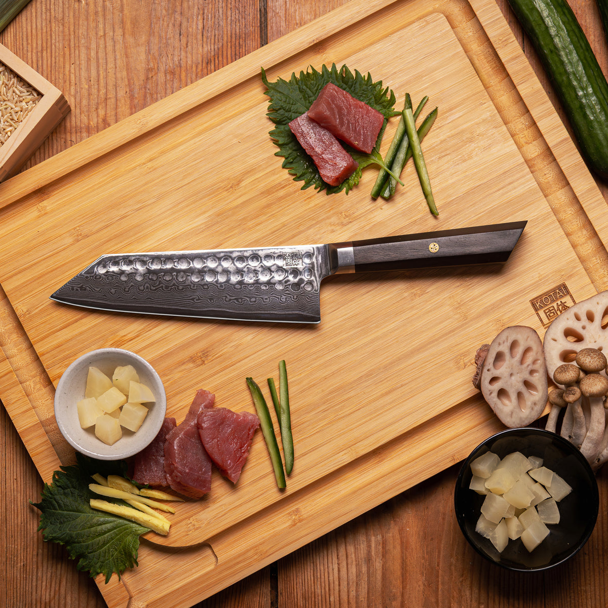 KOTAI Bunka Damascus Santoku Knife 17cm