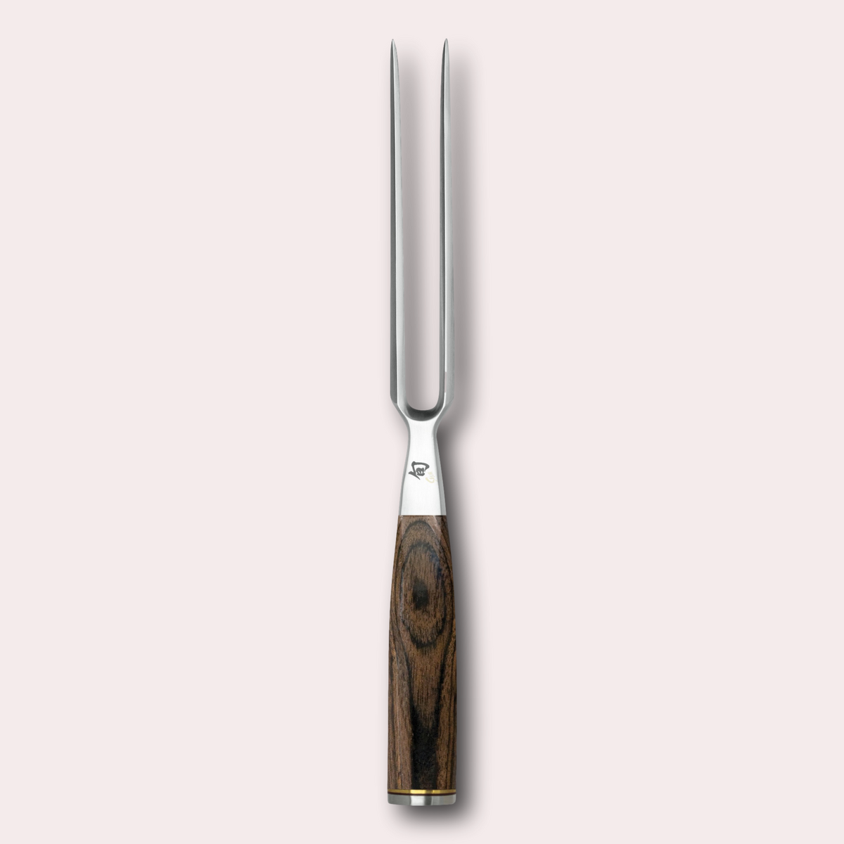 Kai Shun Premier meat fork. Stainless stell prongs, and a brown pakkawood handle. japanese-knives.co.uk