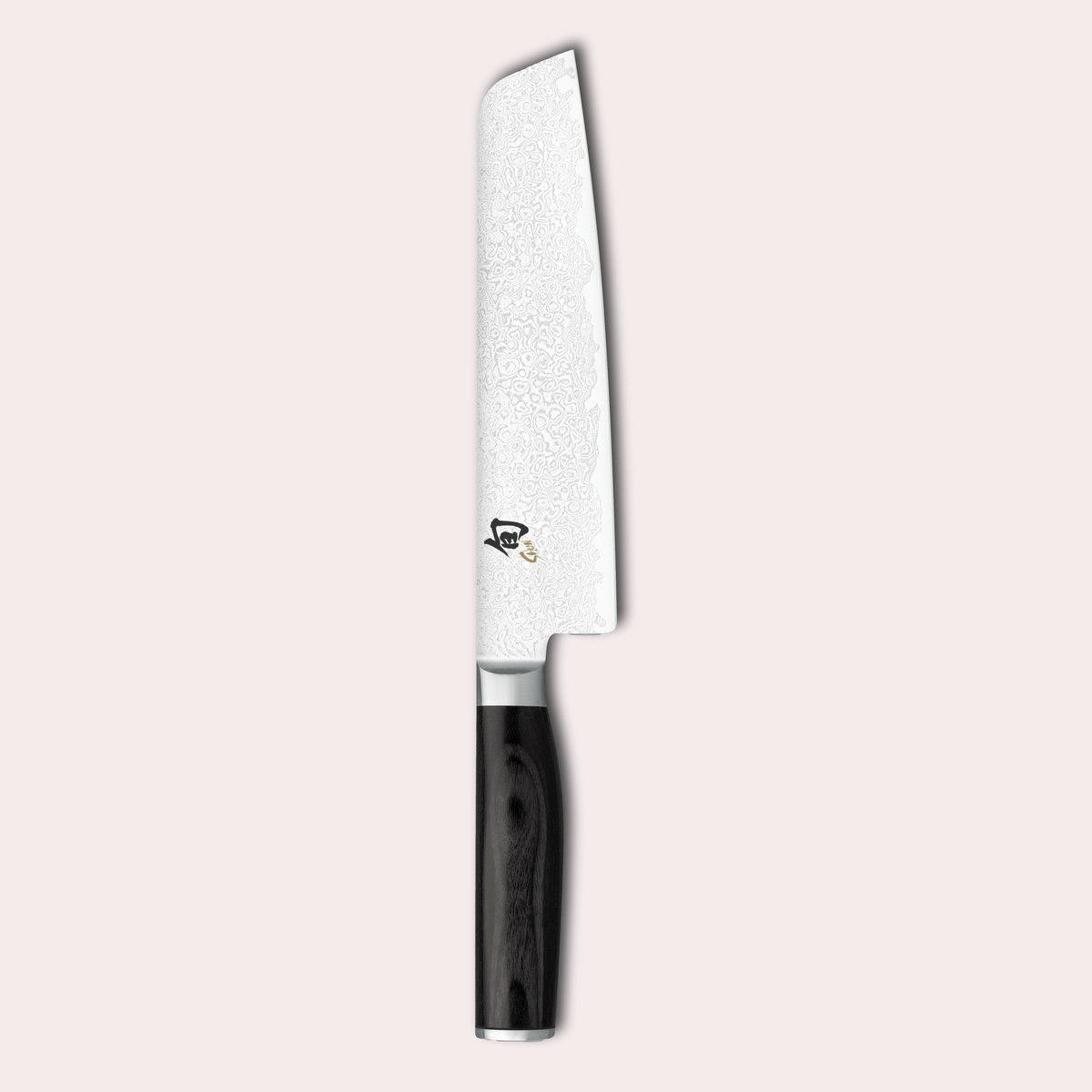 Kai Shun Premier Minamo 20cm Santoku Knife. 32 layer Damascus blade with black pakkawood handle.