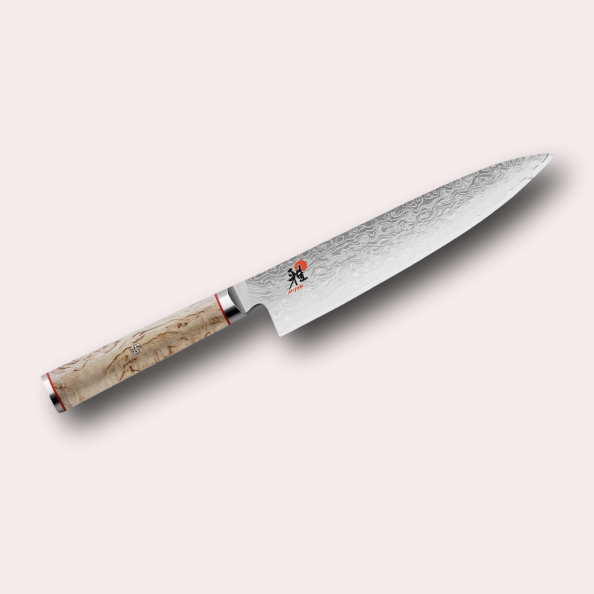 Miyabi 5000MCD Gyuto Chef Knife. Premium, ultra high-quality 101 layer Damascus blade, with Masur Birch Handle, and decorative through-pins. japanese-knives.co.uk