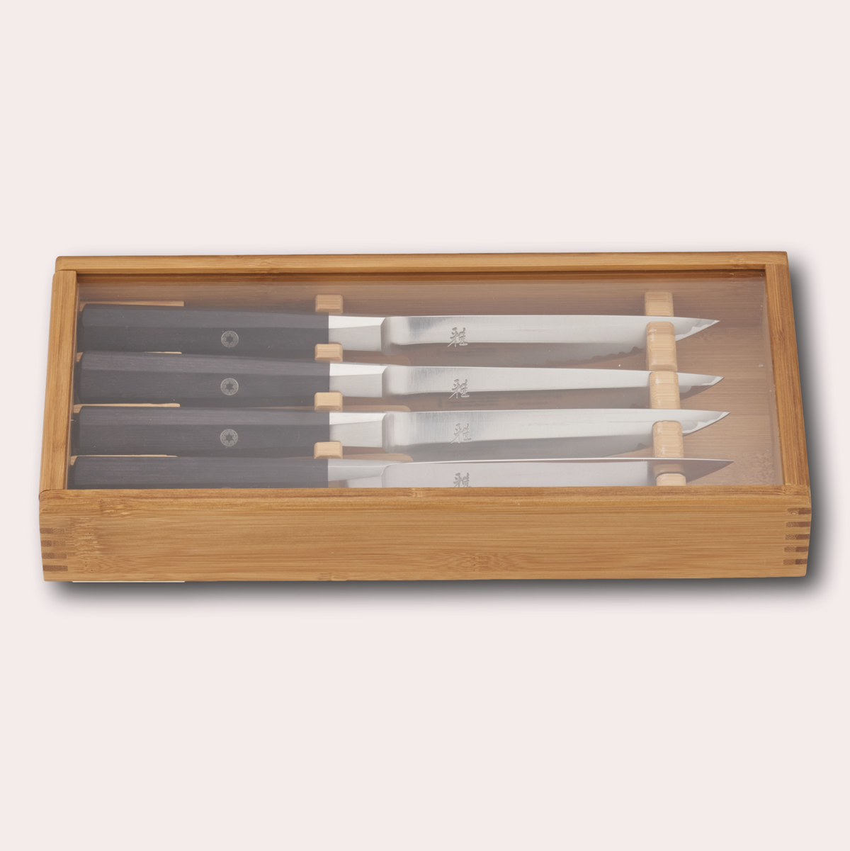 Miyabi 4000FC steak knife set. 4 knives, in a wooden presentation box, sold by japanese-knives.co.uk