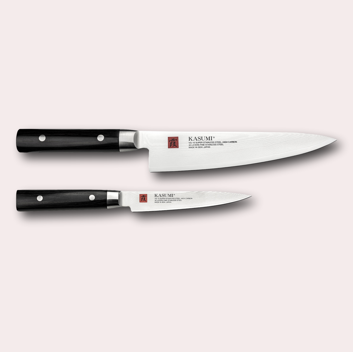 Kasumi 2 piece set, chef and paring knives. Sold by japanese-knives.co.uk