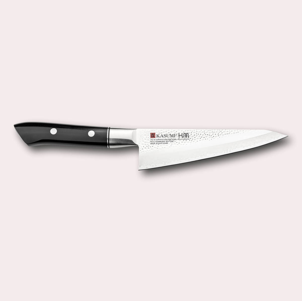 Kasumi HM Hammered range. Boning knife with 3 ply blade, hammered finish. Sculpted POM handle.