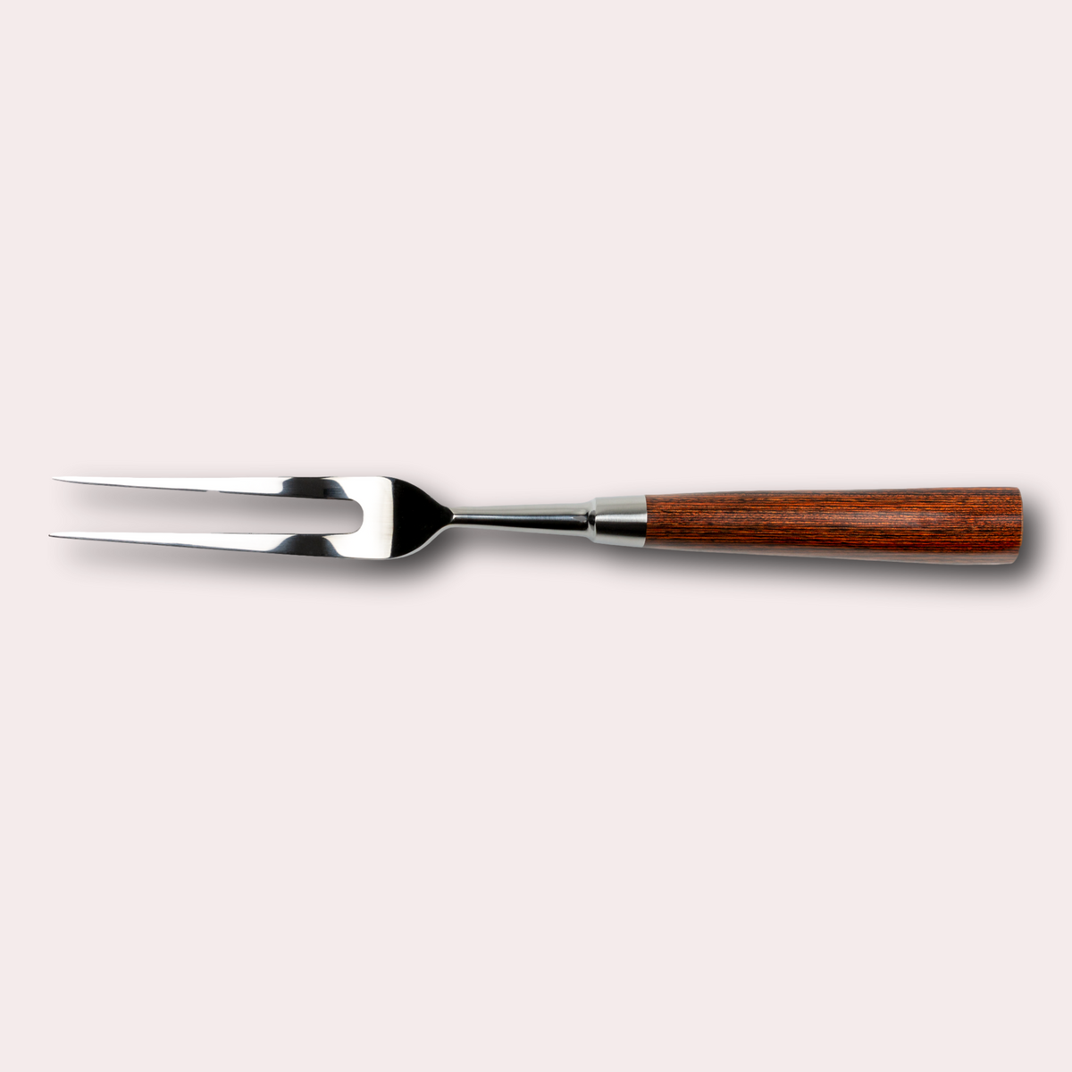 Tamahagane San meat fork. Special steel prongs, and brown micarta handle. Sold by japanese-knives.co.uk