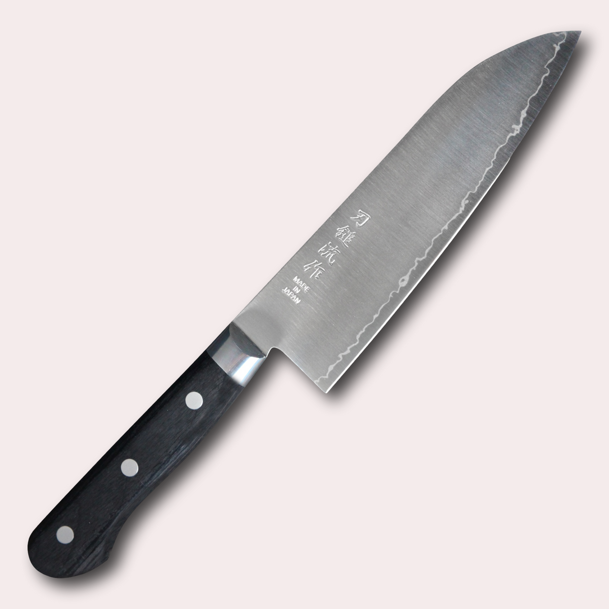 Suncraft Pateru Warikoma Santoku Knife, AUS10 steel 3ply blade with stabilises lack pakkawood handle.