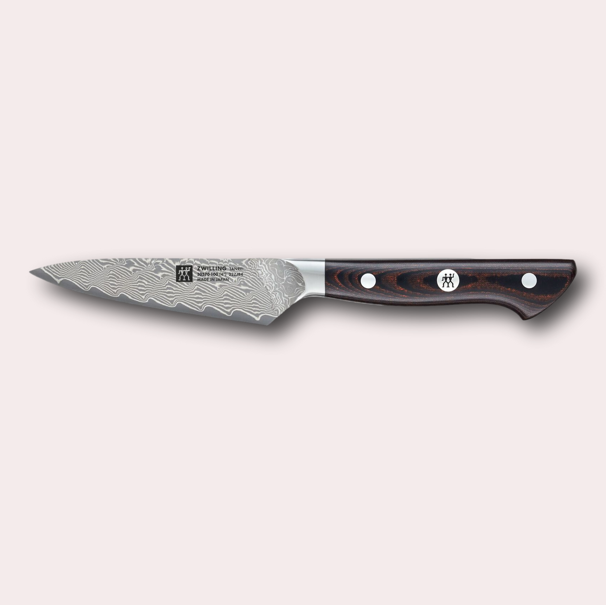 Zwilling Tanrei 10cm paring knife. Exceptionally high quality Damascus steel knife with beautiful handle. Stocked by janapanese-knives.co.uk