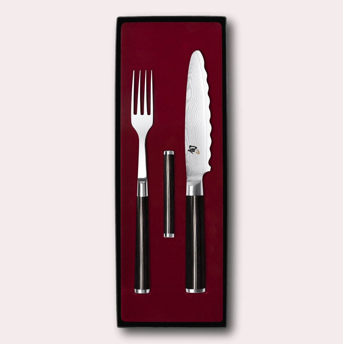 Kai Shun 2 piece fish knife and fork cutlery set with knife rest in presentation box