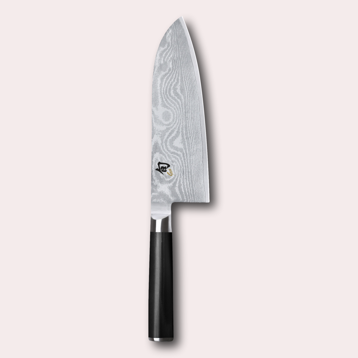 KAI Shun 19cm Extra deep santoku Knife , damascus blade with razor sharp edge and black pakkawood handle.