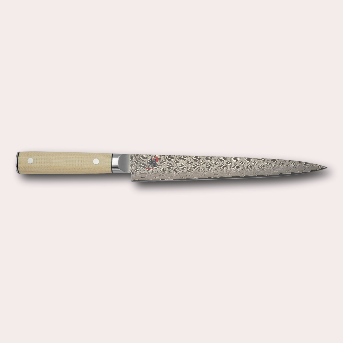 Miyabi 4500FCD Sujihiki slicing knife.  Made in Japan, stunning Damascus blade and a sculpted micarta handle. japanese-knives.co.uk
