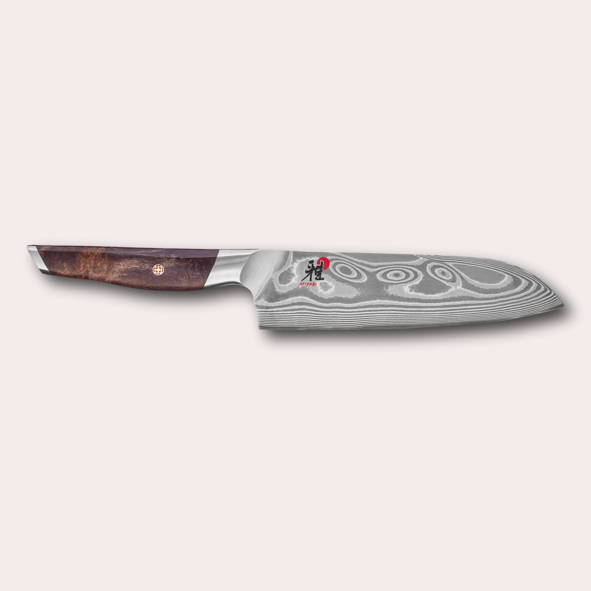 Miyabi Iki Santoku knife, premim Damascus blade with beautiful hardwood handle, supplied by japanese-knives.co.uk