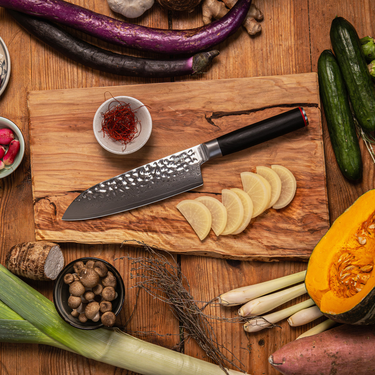KOTAI Pakka Damascus Santoku Knife 18cm