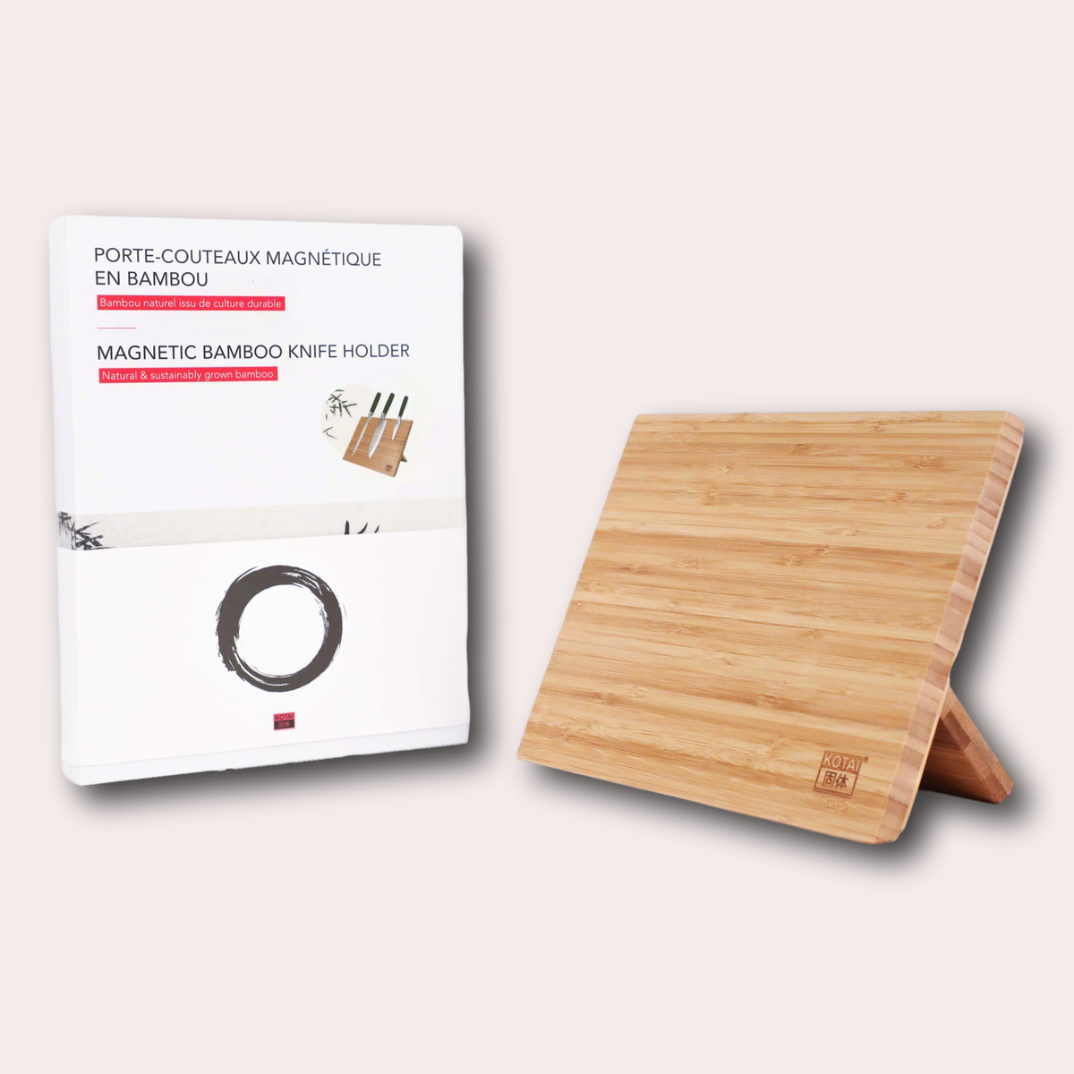 KOTAI magnetic bamboo knife holder for 6-8 knives
