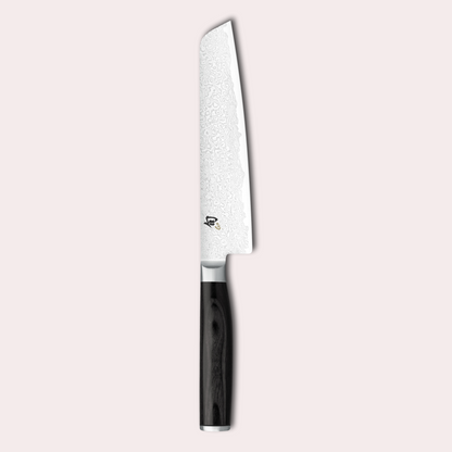 Kai Shun Premier Minamo 15cm Utility  Knife. 32 layer Damascus blade with black pakkawood handle.