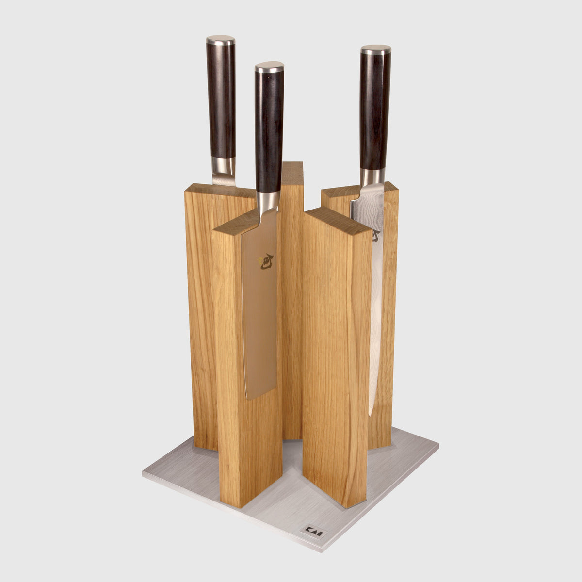 Kai Stonehenge 5 Pillar Oak Knife Block with Stainless Steel Base