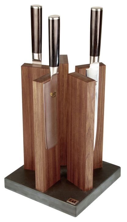 Kai Stonehenge 5 Pillar Walnut Knife Block with Granite Base