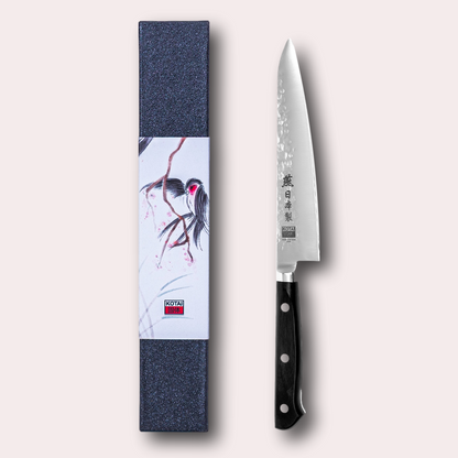 Kotai Tsubame utility knife with damascus blade and ergonomic handle