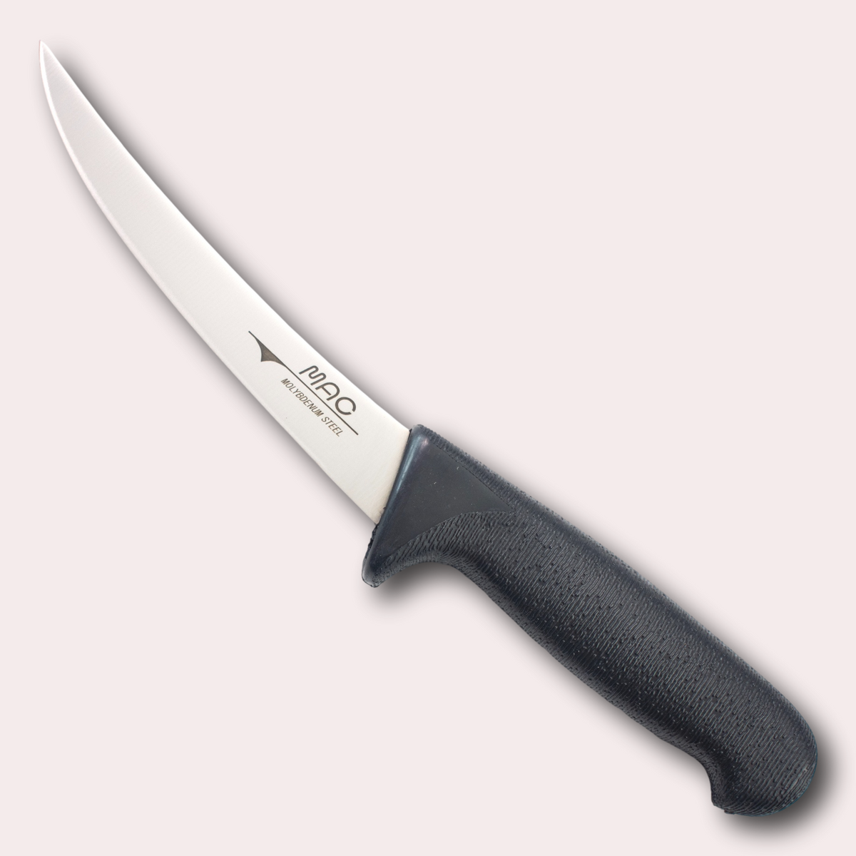 MAC Chef Boning Knife.  High carbon Chrome Molybdenum Vanadium steel blade with a plastic moulded handle.