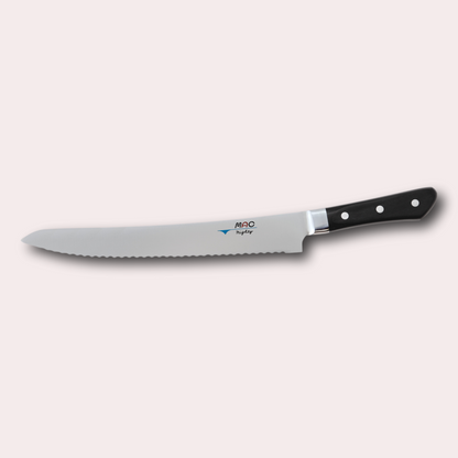 MAC Pro 27cm bread knife.  High performance serrated bread knife, with elevated handle for ease of use, supplied by japanese-knives.co.uk