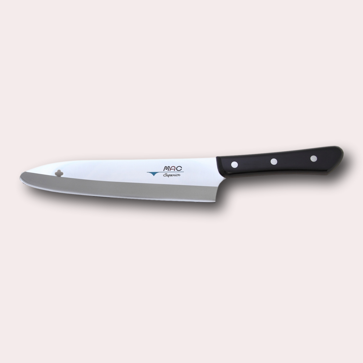 MAC Superior Utility knife.   Extra-hard high-carbon Molybdenum Vanadium alloy blade metal, and riveted black Pakkawood handle.