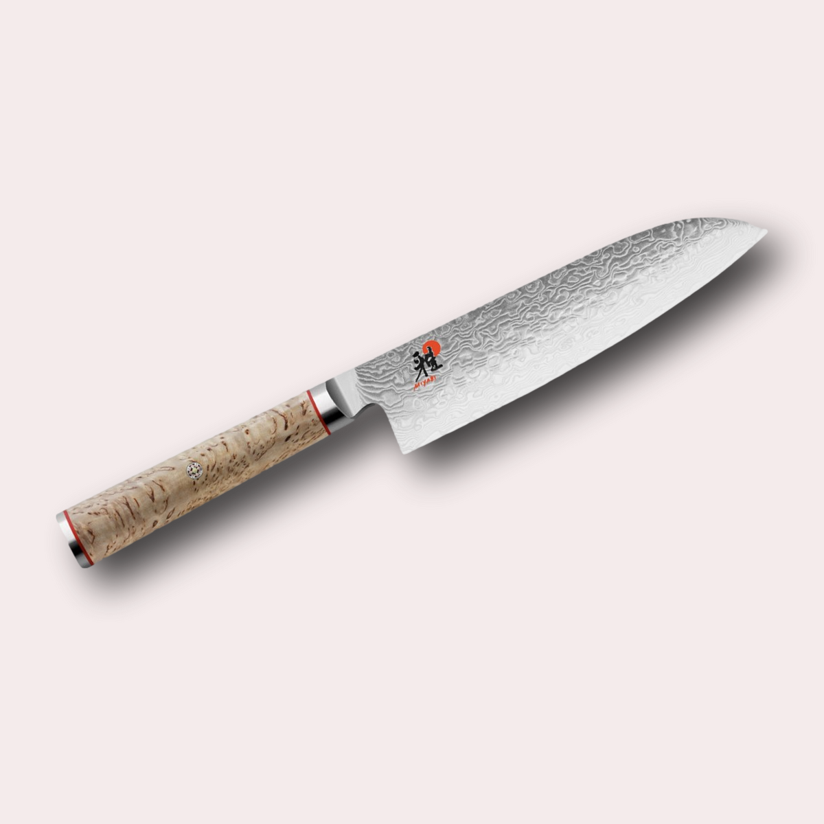 Miyabi 5000MCD Santoku Knife. Premium, ultra high-quality 101 layer Damascus blade, with Masur Birch Handle, and decorative through-pins. japanese-knives.co.uk