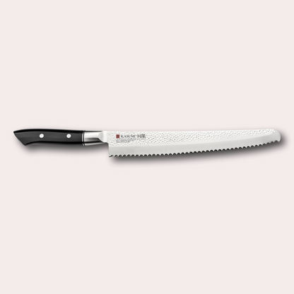 Kasumi HM Hammered range. Bread knife with 3 ply blade, hammered finish. Sculpted POM handle.