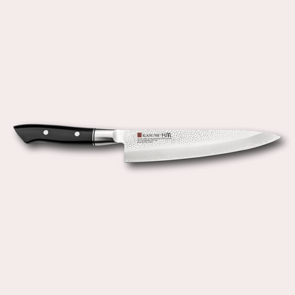 Kasumi HM Hammered range.  Chef knife with3 ply blade, hammered finish. Sculpted POM handle.