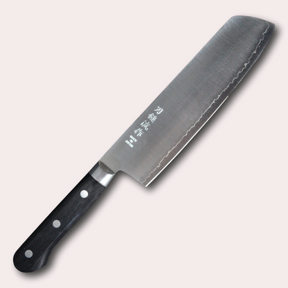 Suncraft Pateru Warikoma Nakiri Knife, AUS10 steel 3ply blade with stabilises lack pakkawood handle.