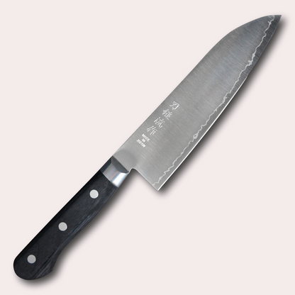 Suncraft Pateru Warikoma Santoku Knife, AUS10 steel 3ply blade with stabilises lack pakkawood handle.