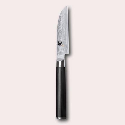 KAI Shun 8.5cm Vegetable Knife , damascus blade with razor sharp edge and black pakkawood handle. 