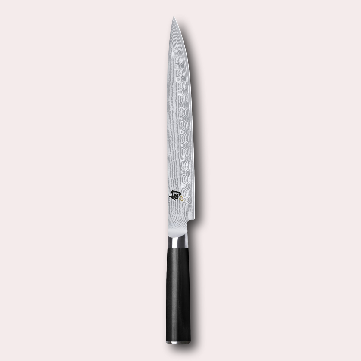 KAI Shun 23cm hollow edge slicing Knife , damascus blade with razor sharp edge and black pakkawood handle. 