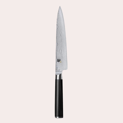 KAI Shun 15cm Utility Knife , damascus blade with razor sharp edge and black pakkawood handle.  - KAI-DM-0701